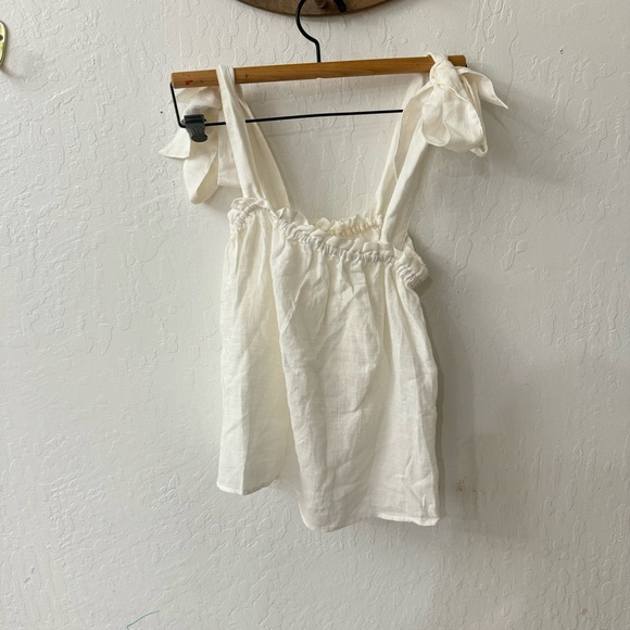Outerknown Cream White Smocked Tie Strap Flowy Oasis Top L - Picture 6 of 6